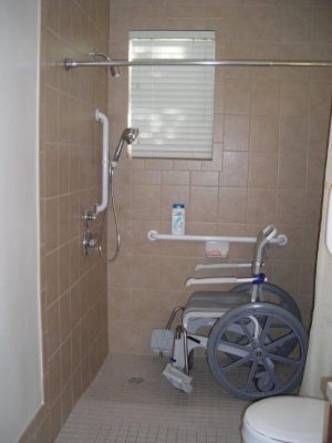 Wheel chair shower modification